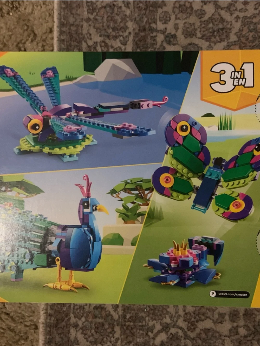 LEGO Peacock Model with Blue, Teal, Lime & Purple Accents - Picture 2 of 3